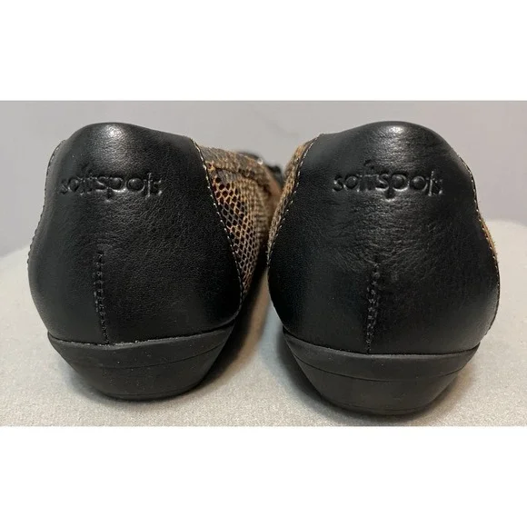 Softspots "Posie" Snakeskin Animal Print Leather Upper Brown‎ Ballet Flats Sz 9W - Picture 3 of 9